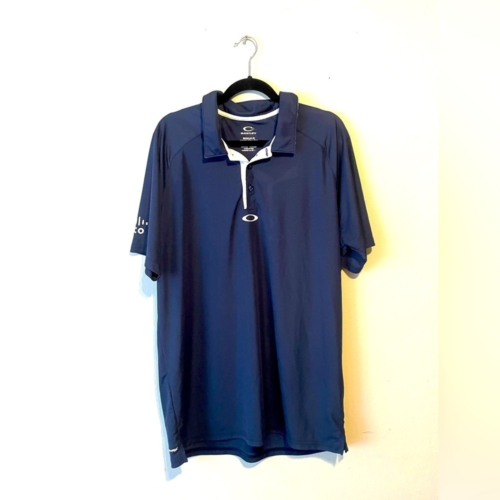 Oakley O - Golf Regular Fit Coupe Standard Blue Golf Polo Shirt‎ Top XL EUC